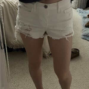 Abercrombie Distressed White Denim Shorts